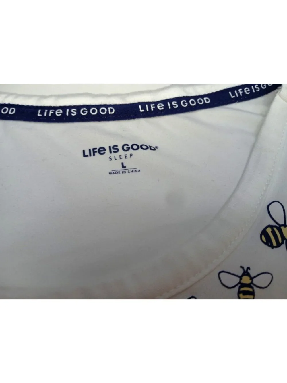 Life Is Good Womens Pajamas Simple T Shirt Pants Size L Graphic Striped Comfy
